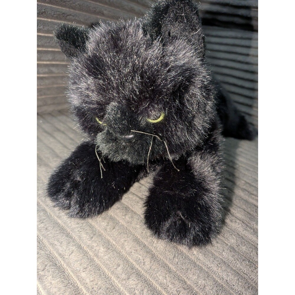 Bearington Collection Jinx Black Cat Plush 17" Stuffed Animal Green Eyes